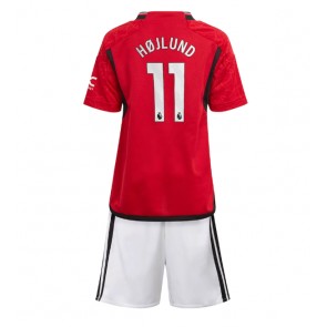 Maillot de foot Manchester United Rasmus Hojlund #11 Domicile enfant 2023-24 Manches Courte (+ pantalon court)